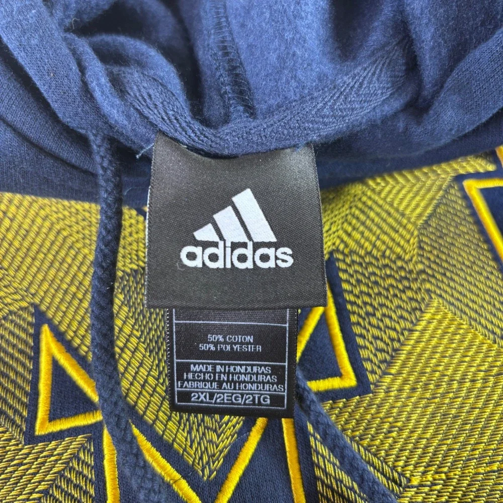 Adidas Hoodie Mens 2XL Navy Blue Michigan Wolverines Embroidered NCAA Sweatshirt